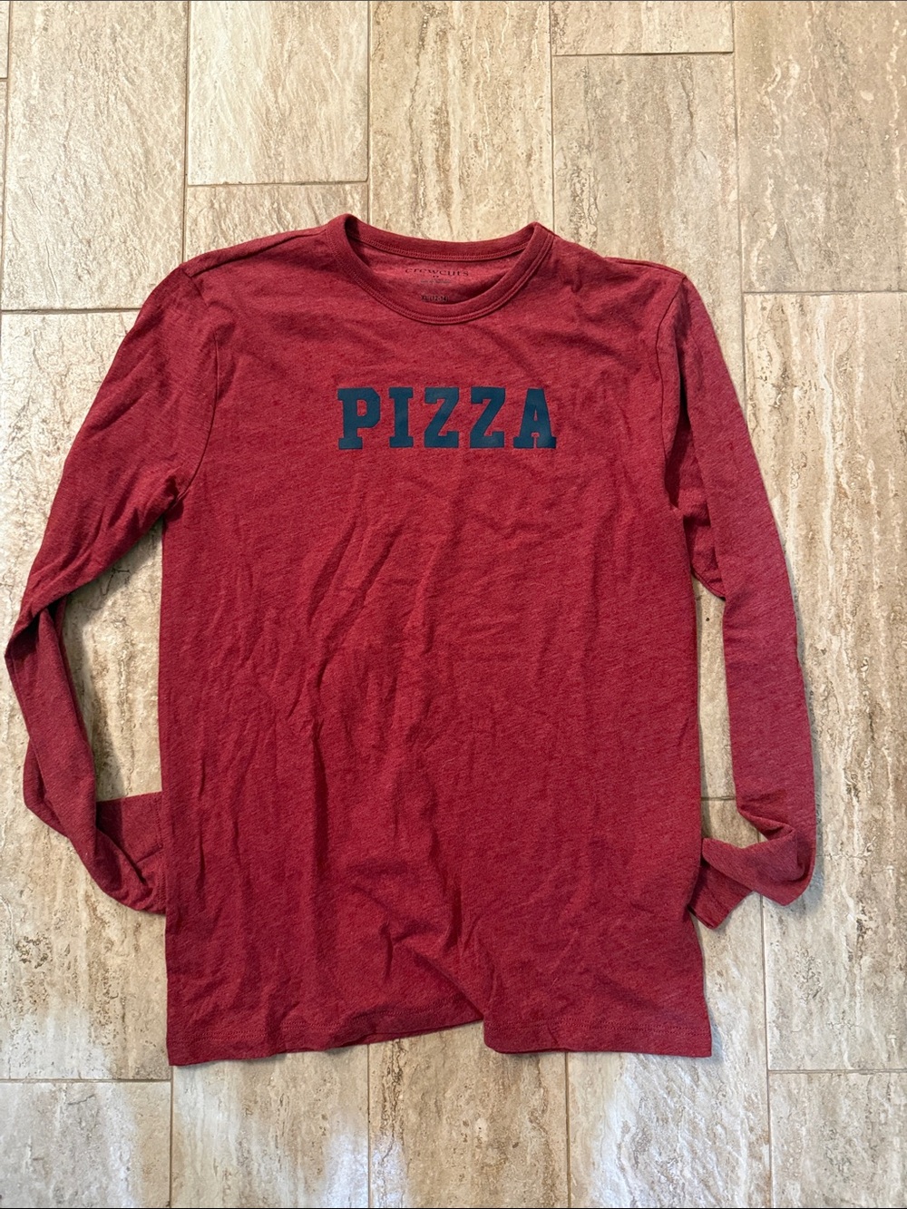 Crewcuts Men's Red Long-Sleeve 'PIZZA' Graphic Tee